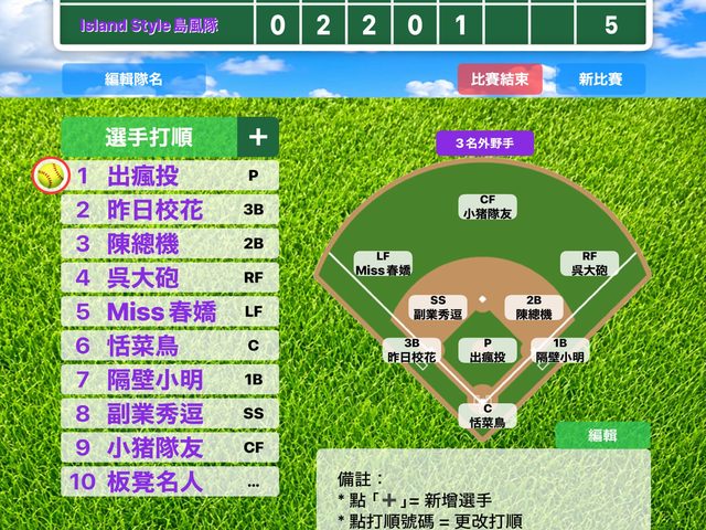Softball ScoreTap（壘球計分板）